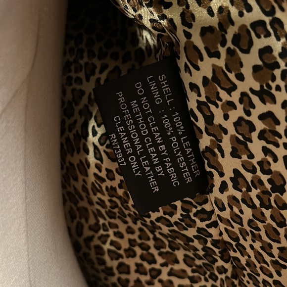 ❌Kenna-t Black Soft Leather Bomber Biker Moto Jacket Ruffle Leopard Lining Small - Picture 12 of 14